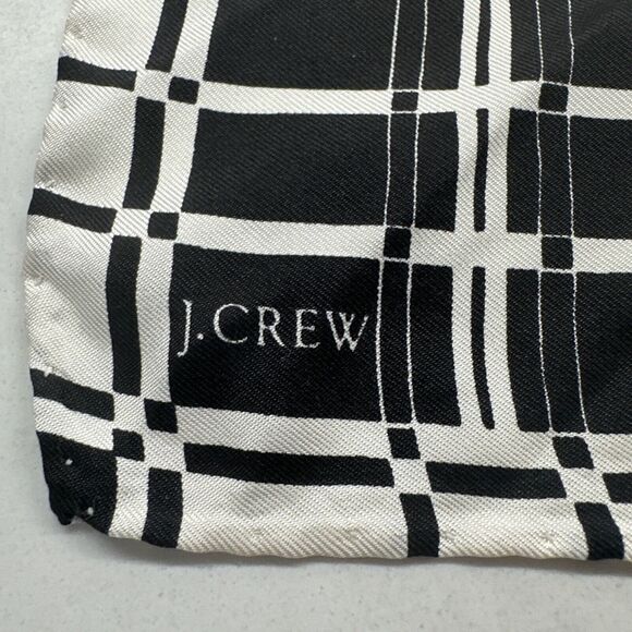 J Crew 100% Silk Scarf Black White Square 21x21 Neck Purse Tie - Picture 5 of 12